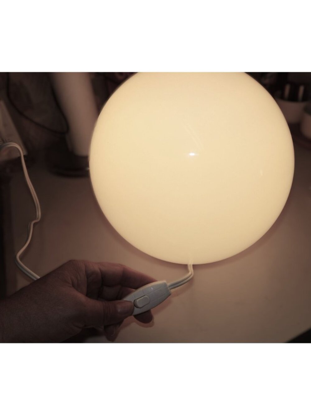 IKEA Modern Fado White Glass Globe Table Lamp Modernist Looks Works Like New - Picture 6 of 15